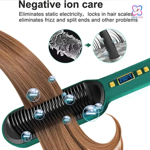 2-in-1 Multi-speed Electric Hair Straightening Brush Comb