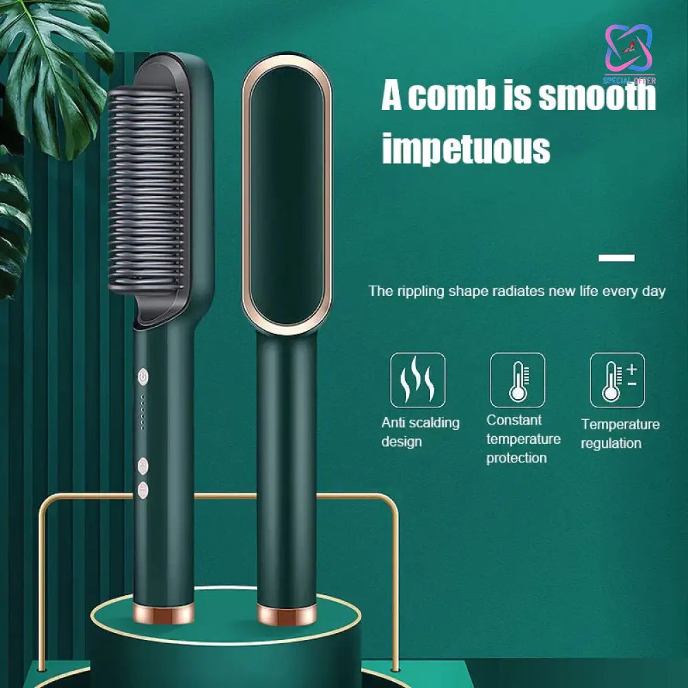 2-in-1 Multi-speed Electric Hair Straightening Brush Comb